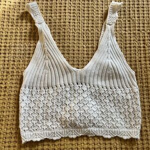 Forever 21 White Crochet Knit Crop Top